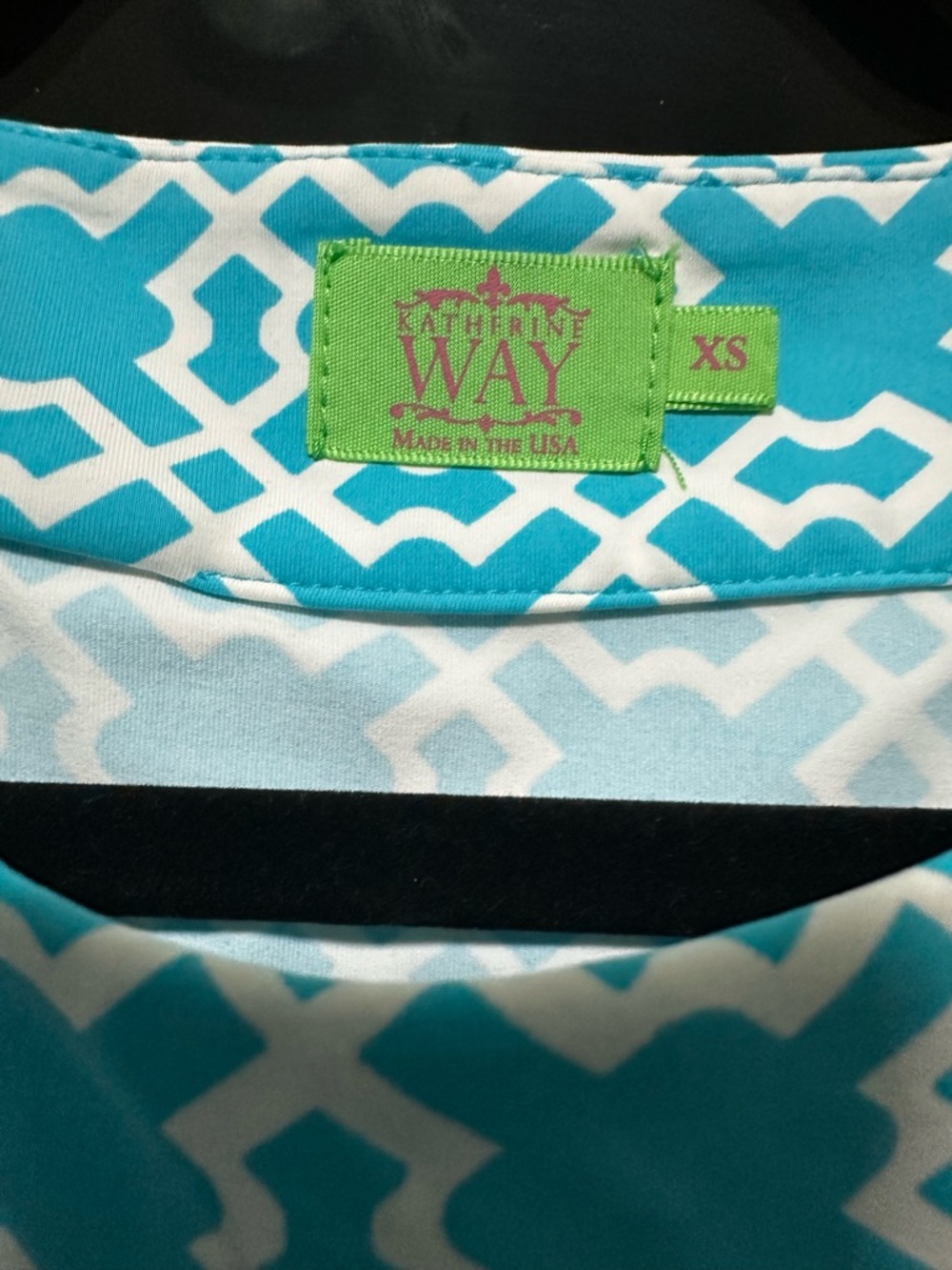 Katherine Way Turquoise Geo-Print Sleeveless Mini Dress Size XS - Picture 6 of 8
